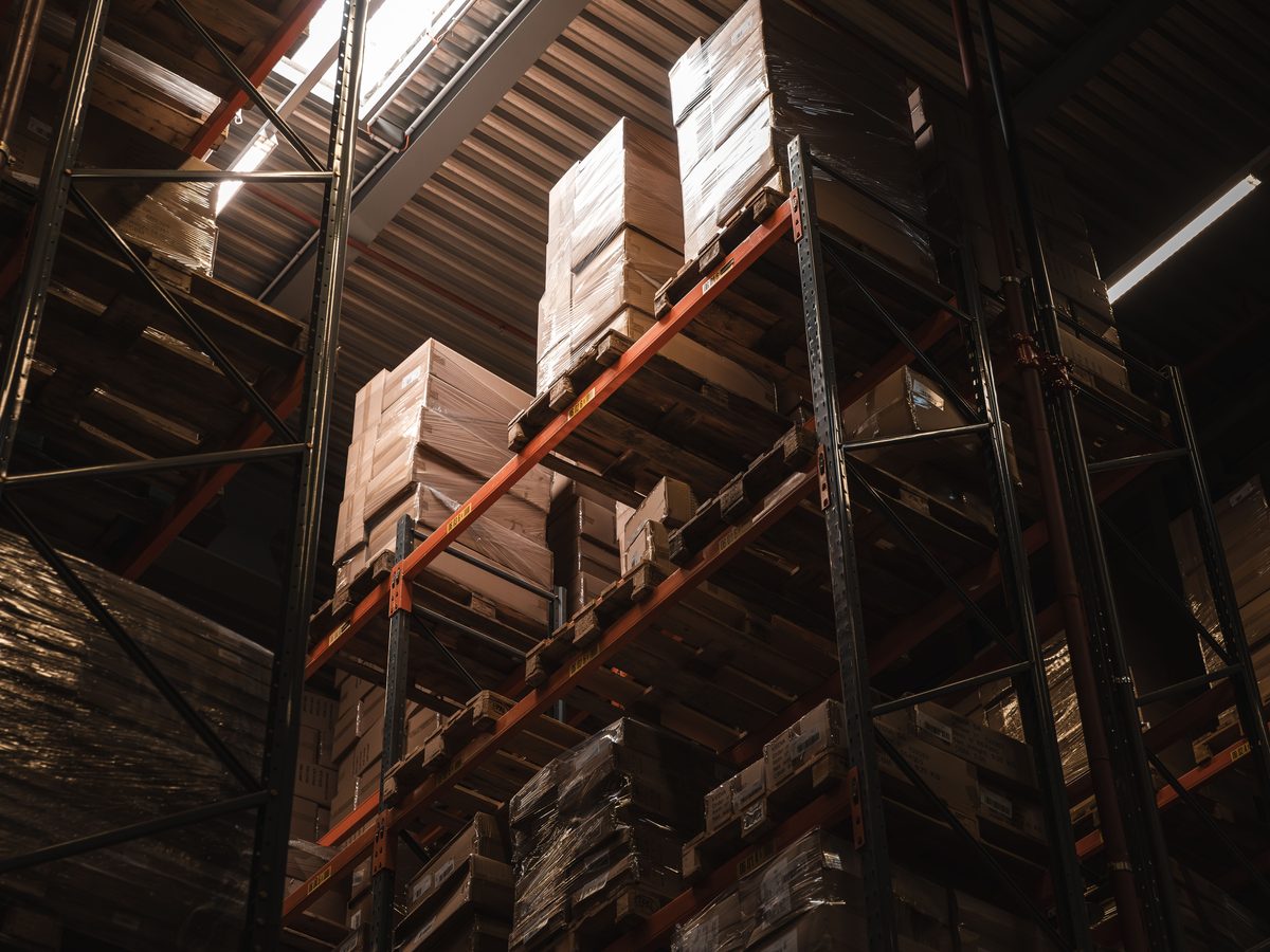 Pallet racking bays loaded with palletised stock